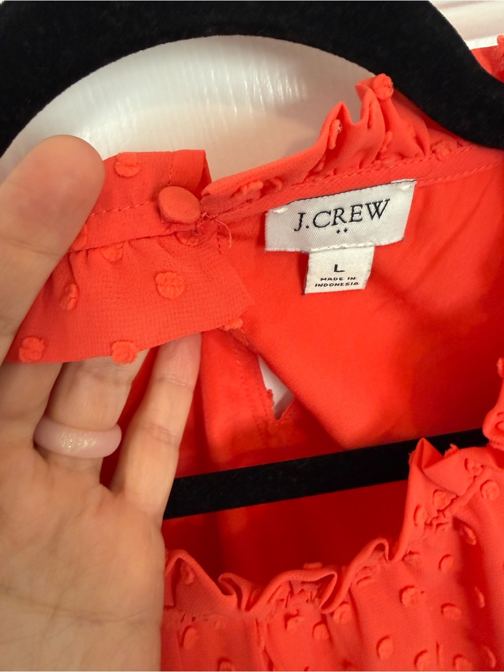 J. Crew Factory Red Swiss Dot Ruffle Tank - Picture 2 of 3